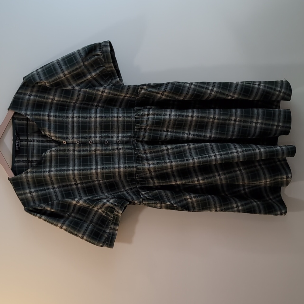 Disturbia Tulisa Check Button Up Mini Dress - Size 16 NWT